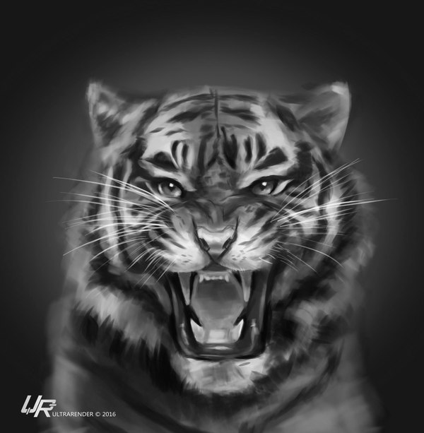 Everything is simple. Just art. Just a tiger. - My, Drawing, Art