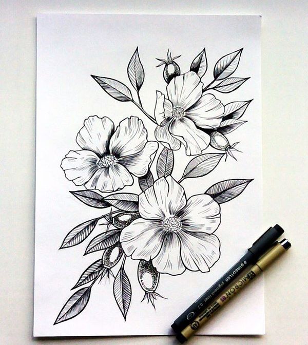 Sketch for a tattoo. - My, Tattoo sketch, Pen drawing, Sketch, Flowers, Sketch, Drawing, Art