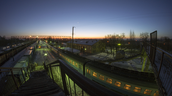 Night railway - My, Gorlovka, My, Winter, Photo, Landscape