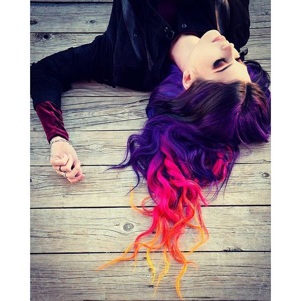 Dayana Crunk. When the love of hair coloring knows no bounds. - , Models, Colorful hair, Rainbow, Longpost
