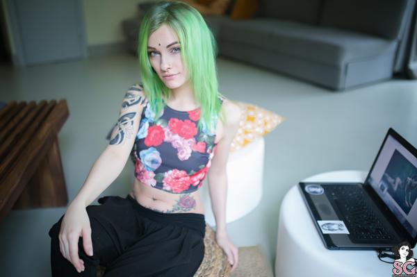 Sashabrink - Emerald Green - NSFW, , Suicide girls, Longpost