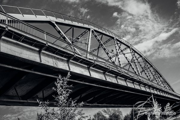 Bridge over the floodplain of the Ural River - My, Black and white photo, Black and white, Photo, Bridge, Uralsk, River, Ural