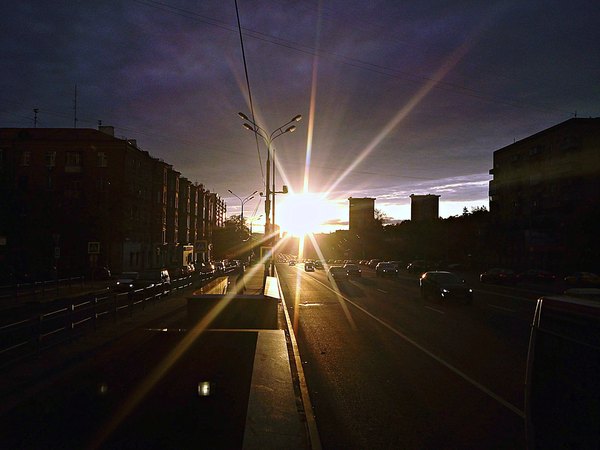 Закат. Москва, Можайское шоссе. Фоткал на тапок. - Закат, Моё, Моё, Фотография, Шоссе, Москва