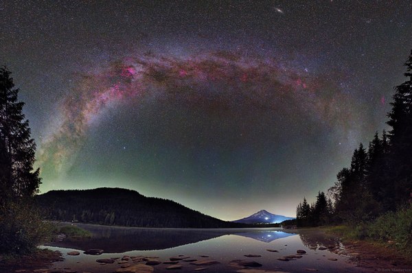 The Milky Way over Trillium Lake and Mount Hood, Oregon. - Photo, Milky Way, beauty, Nature