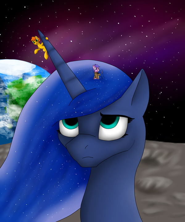 The first ponies on the moon. - My, My little pony, Princess luna, , Ponification, H.G. Wells