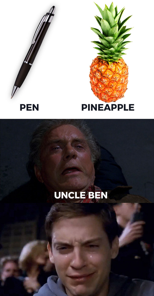 Pen-Pineapple-Uncle-Ben - Ppap, Pen-Pineapple-Apple-Pen, Spiderman