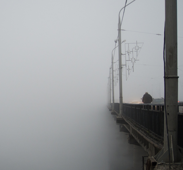 Foggy morning - My, Fog, Morning, Novokuznetsk, Minimalism, The photo, Russia, Autumn