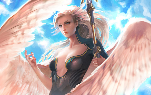 Ангел и Трейсер - Overwatch, Mercy, Tracer, Blizzard, Overwatch Art