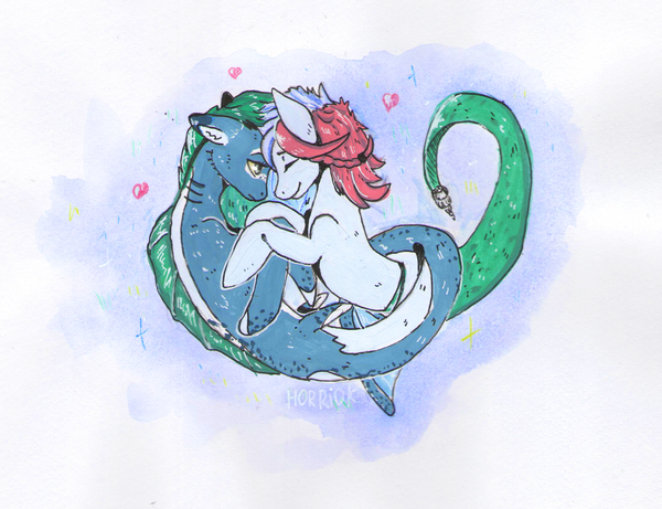Romantic - My, My little pony, Mermaid, Water, Love, Art, Drawing