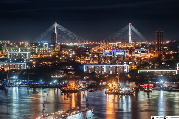 Night Vladivostok - Ruffers, Golden Horn, , Longpost, My, Vladivostok
