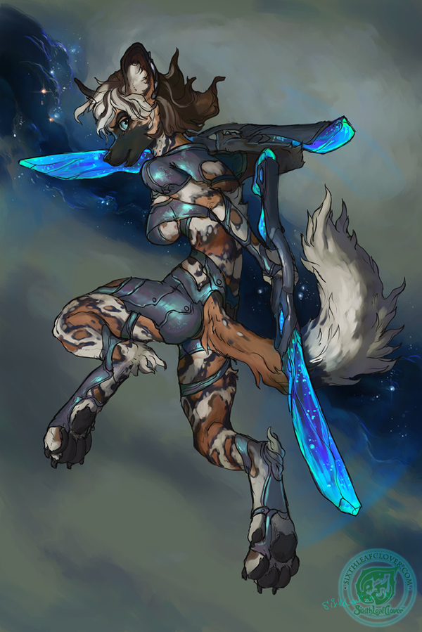 Star dog Astra - Sixthleafclover, Art, Furry, Dog, Sword, Space