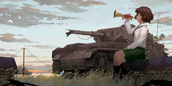 Akiyama mourning the disposal of a tank - Yukari Akiyama, Girls und panzer, Anime