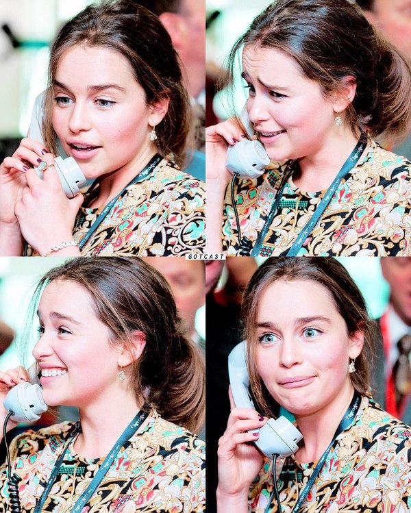 Yes, Emilia Clarke experiences more emotions in one telephone conversation than many in a lifetime! - Emilia Clarke, Daenerys Targaryen, , Telephone, Talk, Emotions