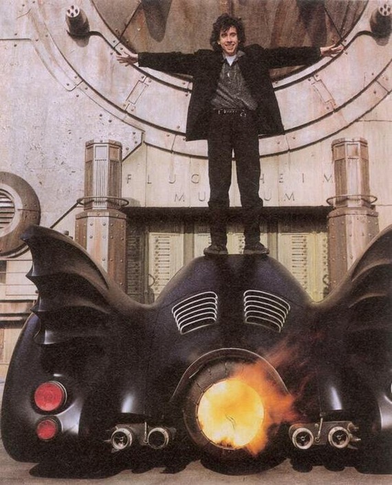 Tim Burton on the Batmobile, 1989 - Movies, Retro, Tim Burton