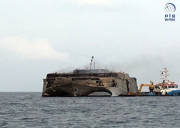 The aftermath of a Houthi missile strike on a UAE Navy ship - Politics, Yemen, Houthis, UAE, Rocket, Navy