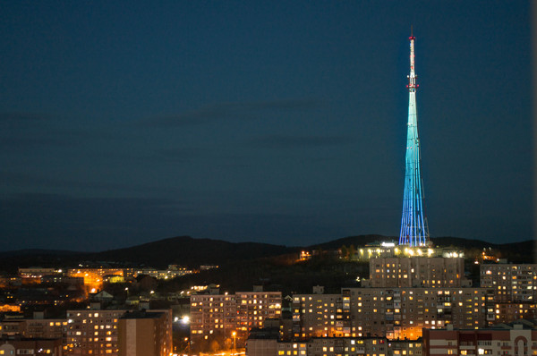 Luminous television tower in Murmansk - My, LEDs, TV tower, Murmansk