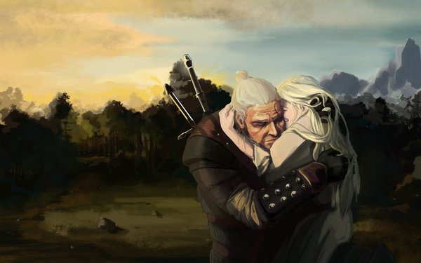 Geralt and Ciri - Geralt of Rivia, Witcher, Art, Ciri