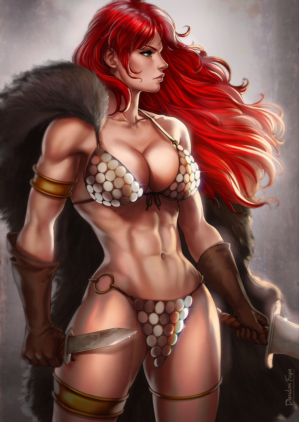 Red Sonja - NSFW, Dandonfuga, , Red Sonja, Art, Strong girl, Warrior, Longpost, 