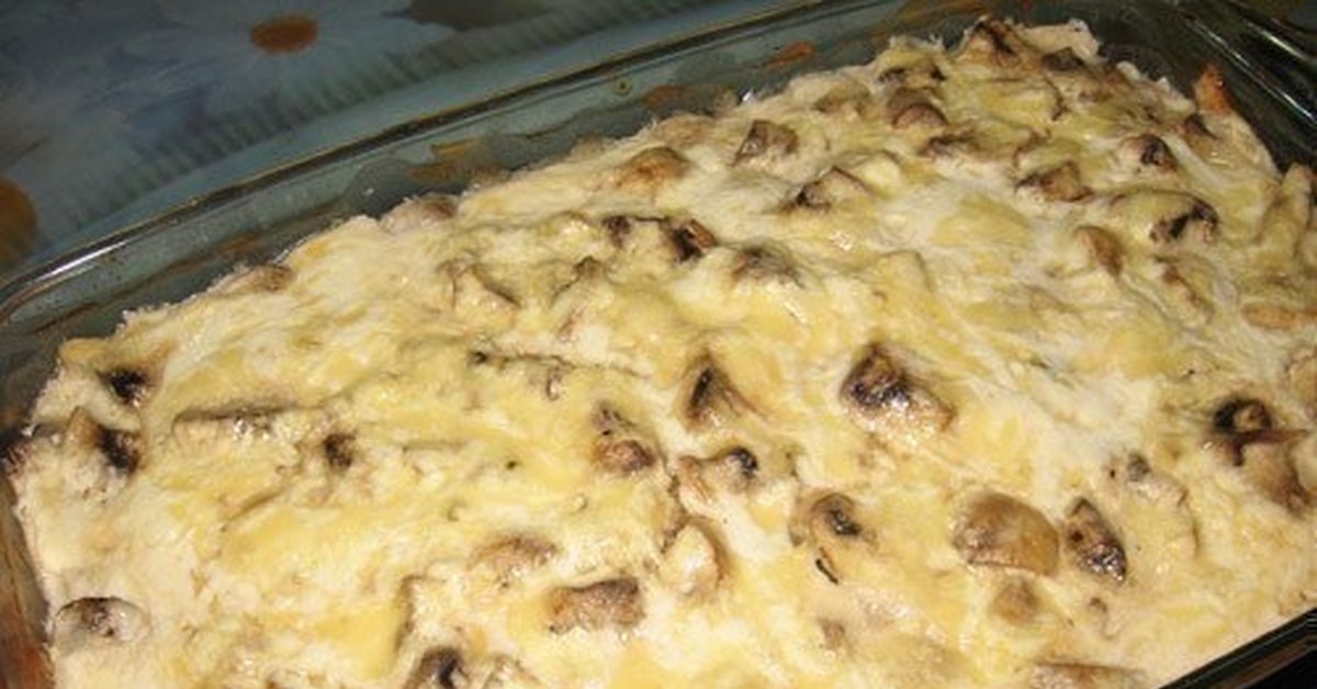 Запеканка с картошкой грибами и сыром