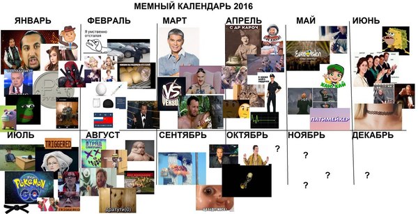 Meme calendar 2k16 - , Memes, Fashion, The calendar, Chronology, 2016, Humor