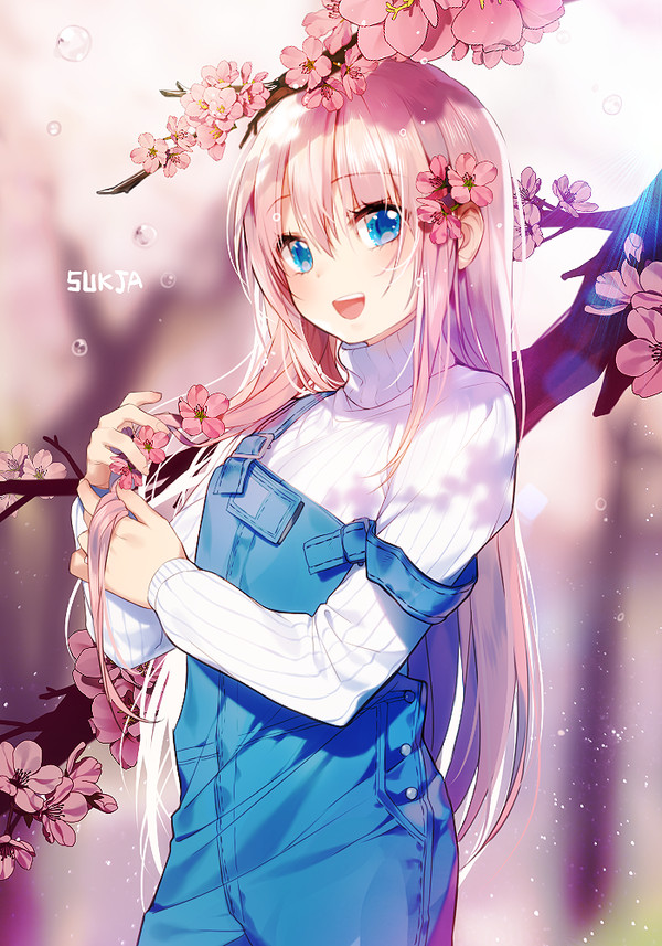 Anime art Sukja, Anime Art, Original Character, , Cherry blossoms