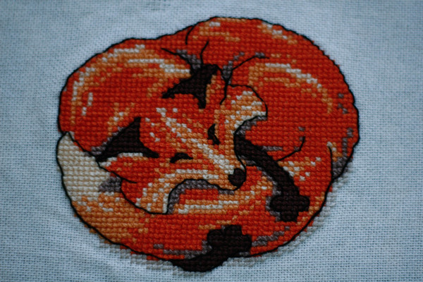 Fast embroidery in a couple of days - Needlework, Fox, Cross-stitch, Embroidery, My, Hobby