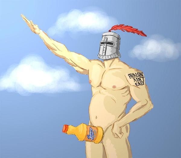 Praisin' ain't easy - NSFW, Dark Souls, Praise THE Sun, Рисунок, Зига