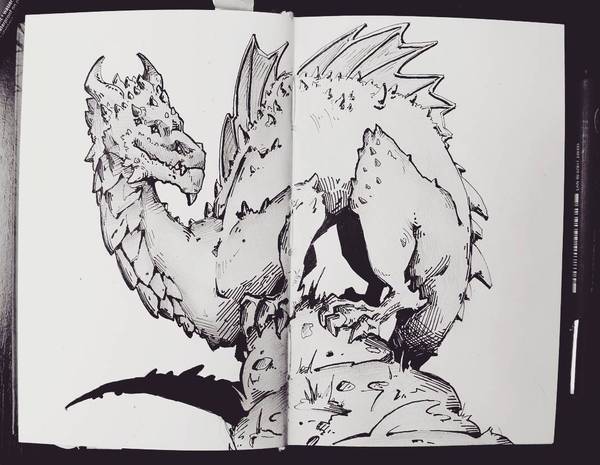 I drew a dragon! - My, The Dragon, Fantasy, Fantasy, Art, Drawing, Inktober, , Creation