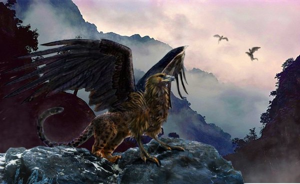 Mythical Griffin by KapralPelikan - My, Art, Collage, Artist, Creation, Painting, Landscape, Griffin, Fantasy