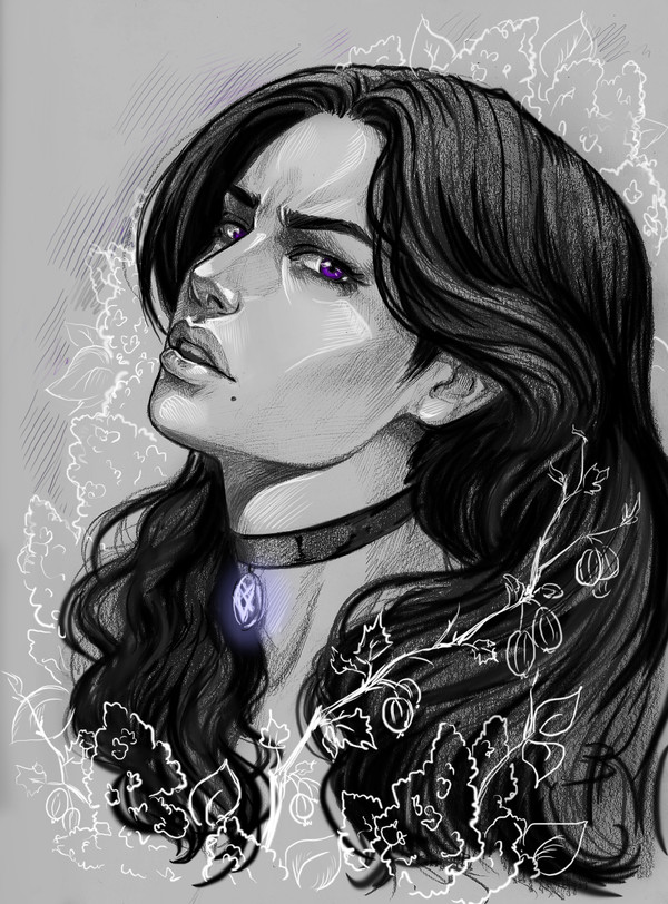 My first post. Old Yennefer drawing) - My, Witcher, Yennefer, Games, Drawing, Sketch, The Witcher 3: Wild Hunt, First post, Anastasia Kulakovskaya