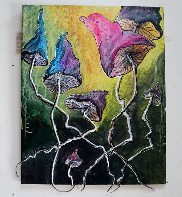 Painting. mushroom dreams - My, Mushrooms, Painting, Hallucinogenic mushrooms, Acrylic, 