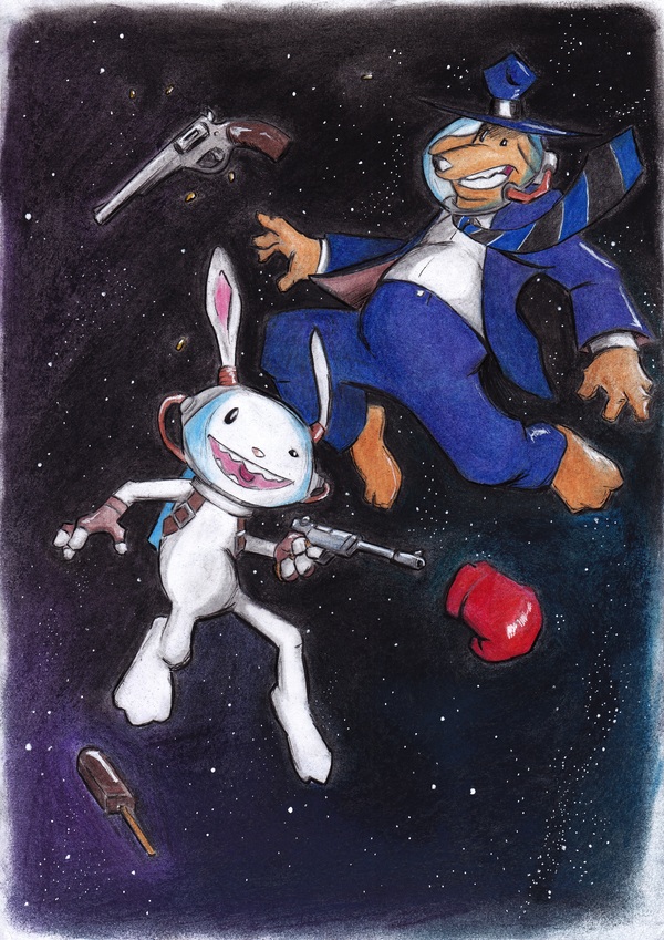 Sam and Max in outer space - My, Sam & max, , Space, Drawing, Art, My, Telltale Games, Adventures