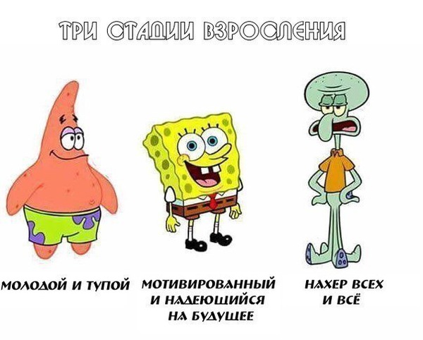 Spongebob Growing Up - Growing up, SpongeBob, Patrick Star, Squidward, The bayanometer is silent, From the network