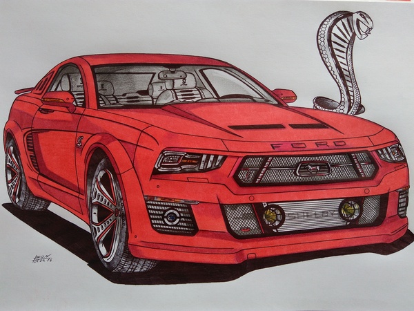 By Ison Top 7 of my car projects in color. - My, Colour pencils, Pen drawing, Art, Auto, Design, Ford mustang, Evolution, Lada, Longpost