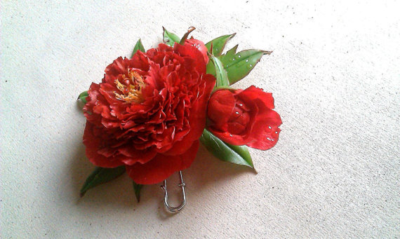 Brooches with peonies made of polymer clay. - Peonies, Brooch, Polymer clay, Flowers, , , , Cold porcelain, Longpost