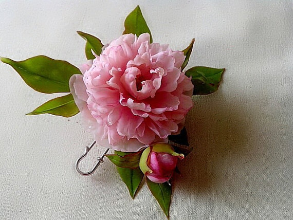 Brooches with peonies made of polymer clay. - Peonies, Brooch, Polymer clay, Flowers, , , , Cold porcelain, Longpost