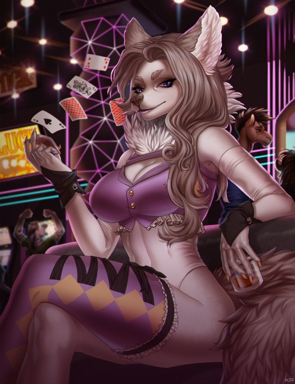 Casino - , Furry, Anthro, Art, Furry canine