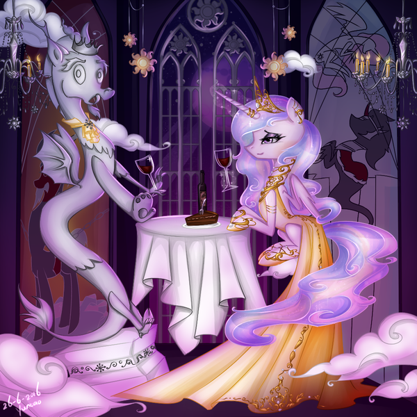 Одиночество - My Little Pony, Princess Celestia, Discord, Дислестия, Шиппинг, PonyArt, Уходите