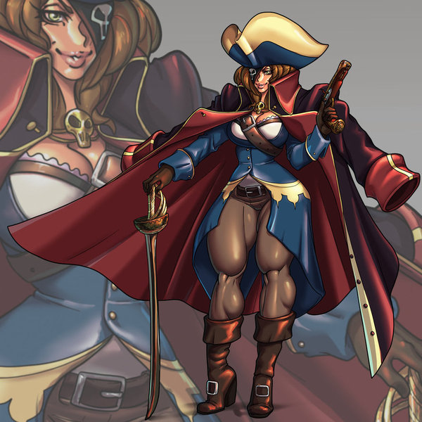 Two pirates - , Pirates, Original character, Hips, Captain, Art, Strong girl, Weapon