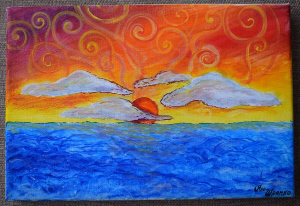 Canvas, acrylic - dawn, Sea, My