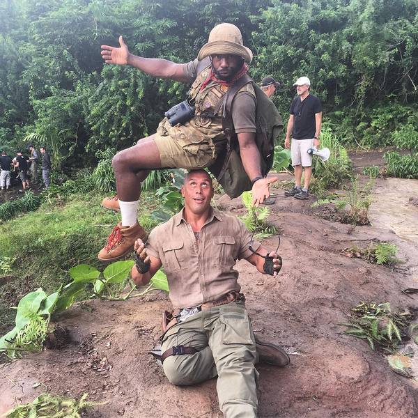 Dwayne Johnson and Kevin Hart's stunt doubles on the set of Jumanji - Jumanji, Dwayne Johnson, Kevin Hart, Understudy