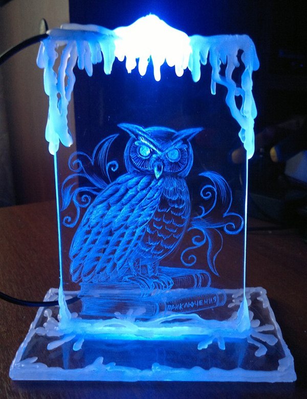 Lamp (night light) - Owl - My, Lamp, Light, Backlight, Design, Presents, With your own hands, With his hands, Crafts, Longpost