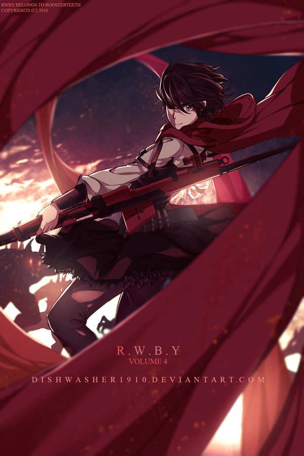 Tornado of Red - RWBY, Ruby Rose, Anime Art, Аниме, Не аниме, Dishwasher1910