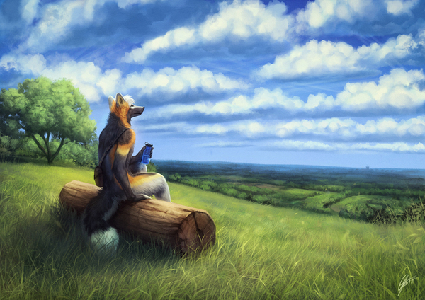 Surrey Hills - Johis, Art, Furry, Fox, Landscape