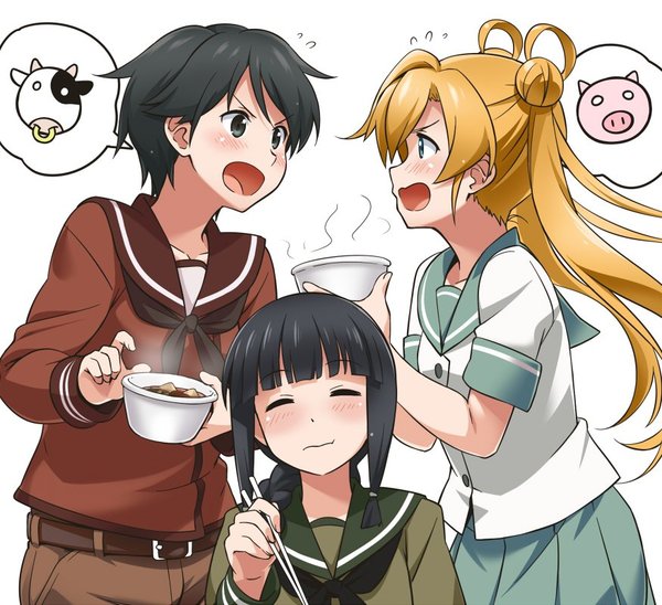 Two housewives in one kitchen - Anime, Anime art, Kantai collection, Mogami, Abukuma, Kitakami