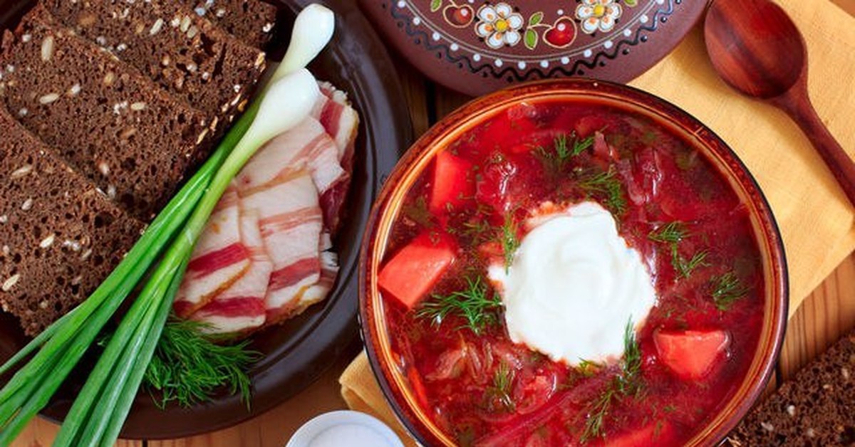 Картинка борщ и сало