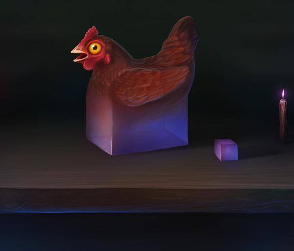 Half chicken, half cube - My, Hen, Cube, Drawing, Creation, Art, Artist, Fantasy, Magic
