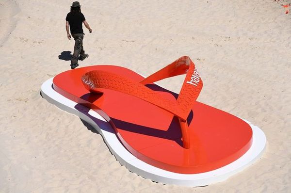 When only size 450 was left in the store - Shoes, Humor, Sand, Person