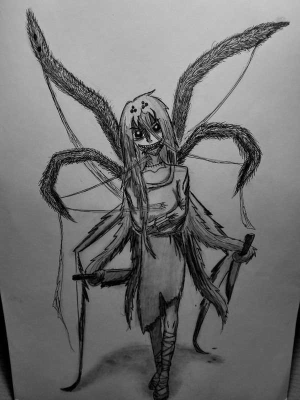 sick fantasies - My, , Pencil, Gel pen, Drawing, Spider