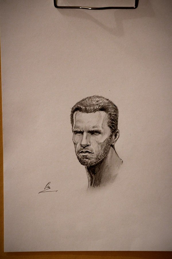 The man who made a brutal childhood. - My, Arnold Schwarzenegger, Art, Drawing, Pencil drawing